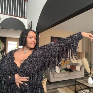 Forever 21 Black Fringe Top